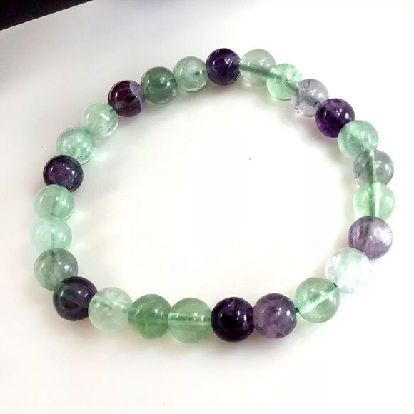 Handmade NEW rainbow fluorite stretch bracelet 8mm beads crystal energy selflove - Picture 2 of 4
